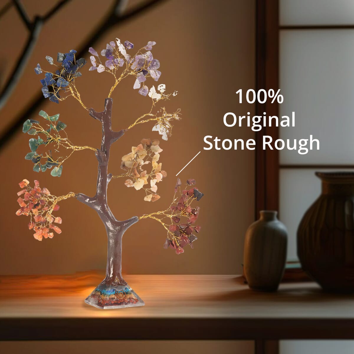 Seven Chakra Gemstone Tree With Pyramid Orgone Base  (Approx 0.881 lbs) image number 2