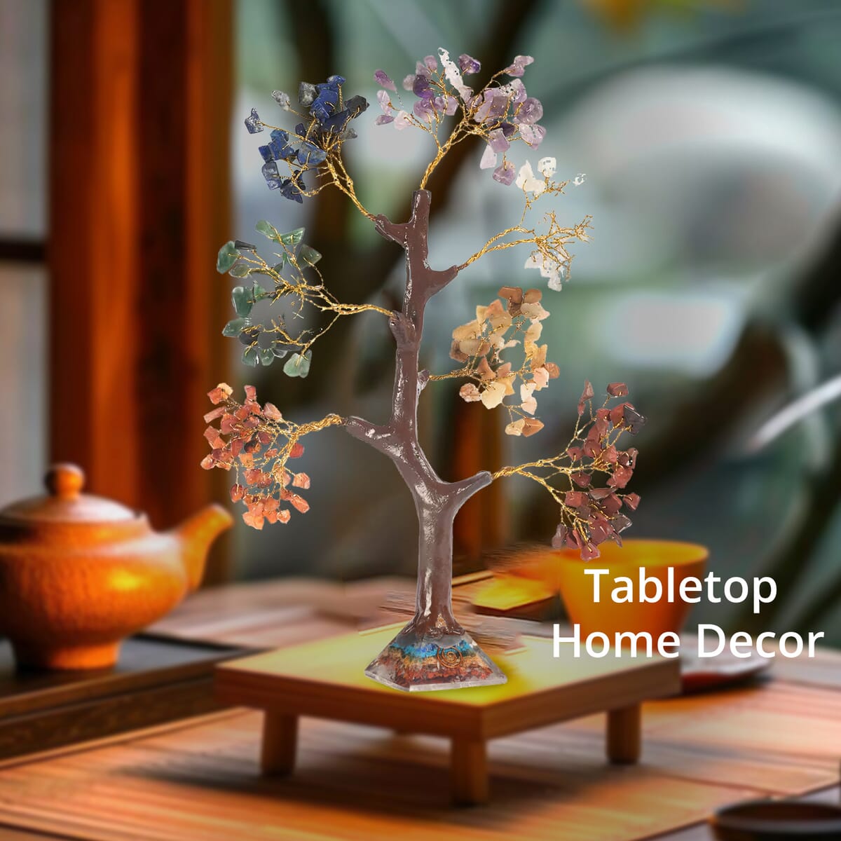 Seven Chakra Gemstone Tree With Pyramid Orgone Base  (Approx 0.881 lbs) image number 3