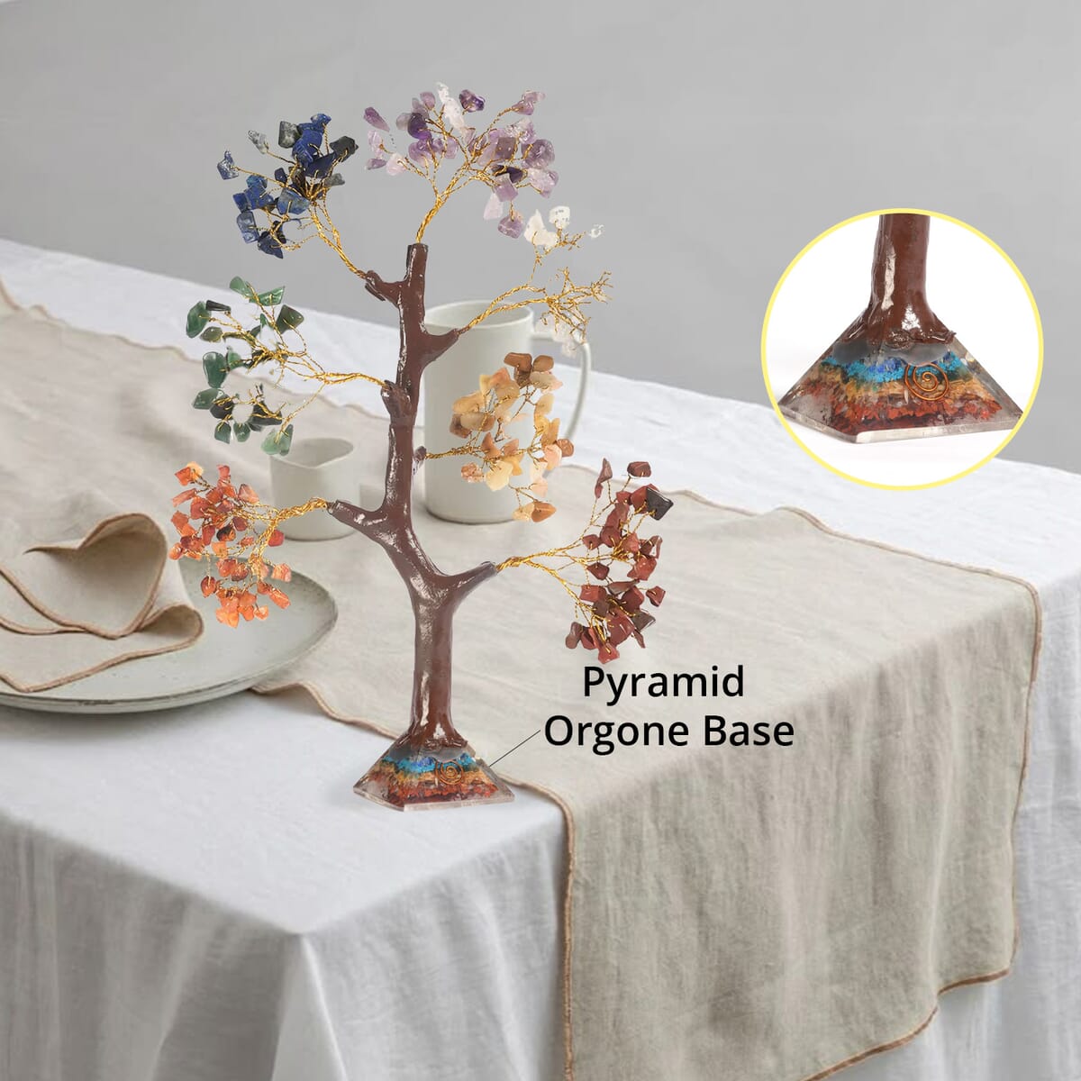 Seven Chakra Gemstone Tree With Pyramid Orgone Base  (Approx 0.881 lbs) image number 5