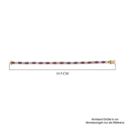 Premium Ethiopian Welo Opal and African Ruby (FF) 13.86 ctw Bracelet in 18K Vermeil Yellow Gold Over Sterling Silver (7.50 In)