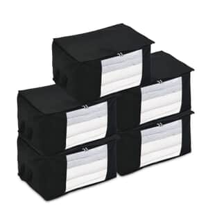 Set of 5 Black Non-Woven Fabric Storage Bag with Clear Window