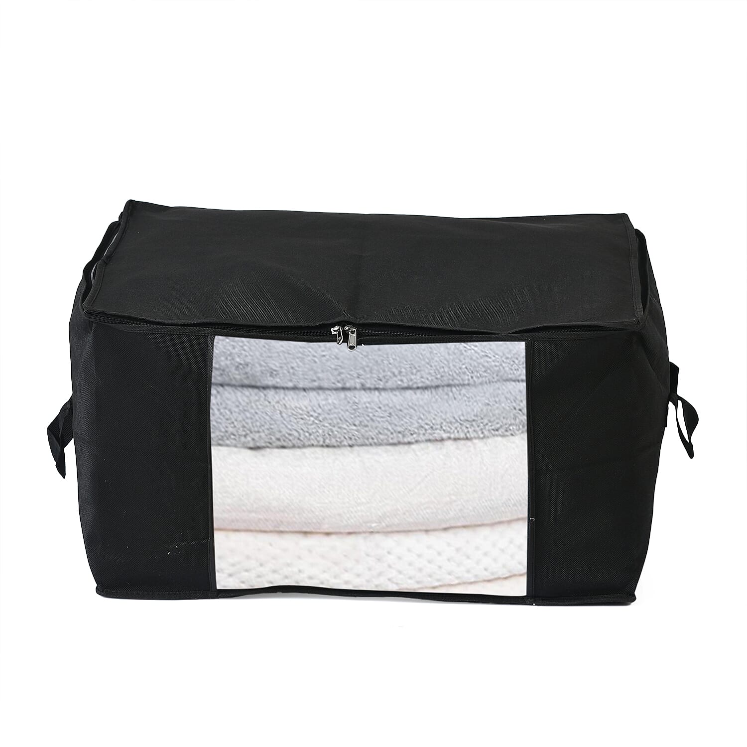 Set of 5 Black Non-Woven Fabric Storage Bag with Clear Window