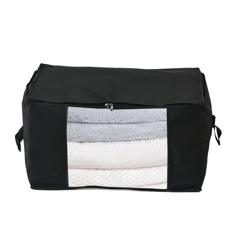 Set of 5 Black Non-Woven Fabric Storage Bag with Clear Window