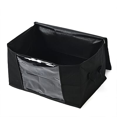 Set of 5 Black Non-Woven Fabric Storage Bag with Clear Window