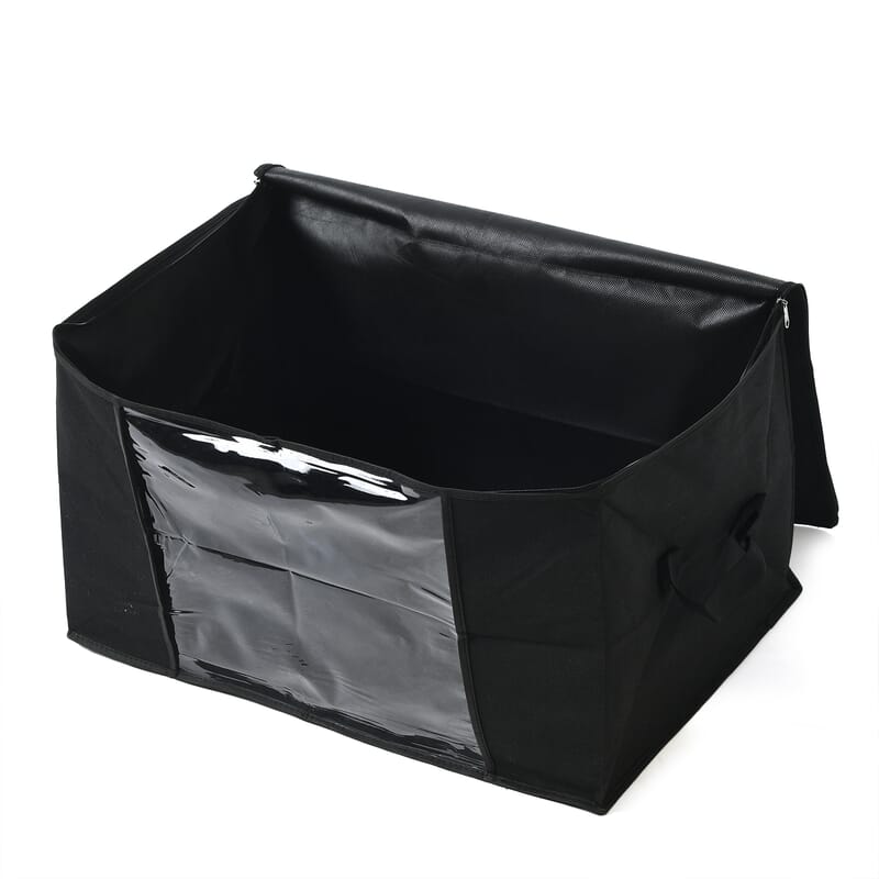 Set of 5 Black Non-Woven Fabric Storage Bag with Clear Window