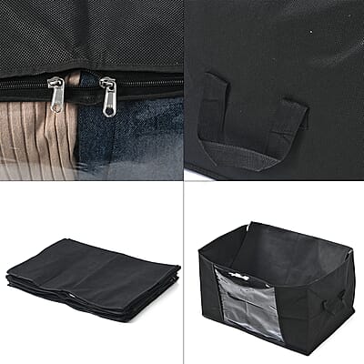 Set of 5 Black Non-Woven Fabric Storage Bag with Clear Window
