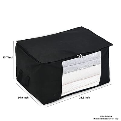 Set of 5 Black Non-Woven Fabric Storage Bag with Clear Window