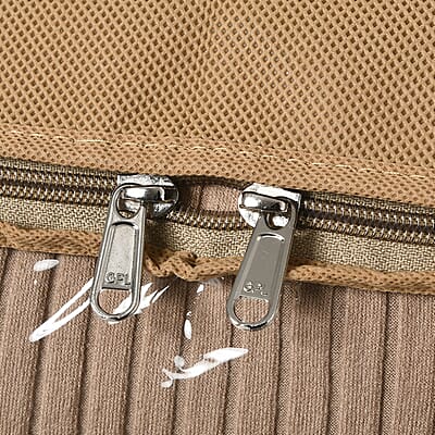 Set of 5 Dark Beige Non-Woven Fabric Storage Bag with Clear Window