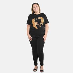 Black 100% Cotton Tiger Print T-Shirt (S-L)