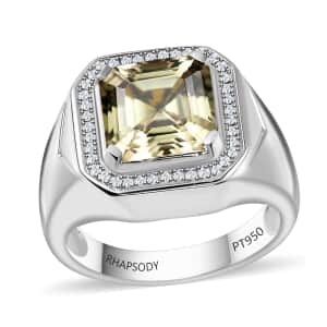 Rhapsody 950 Platinum AAAA Turkizite and E-F VS Diamond Men's Ring (Size 10.0) 14.30 Grams 5.60 ctw