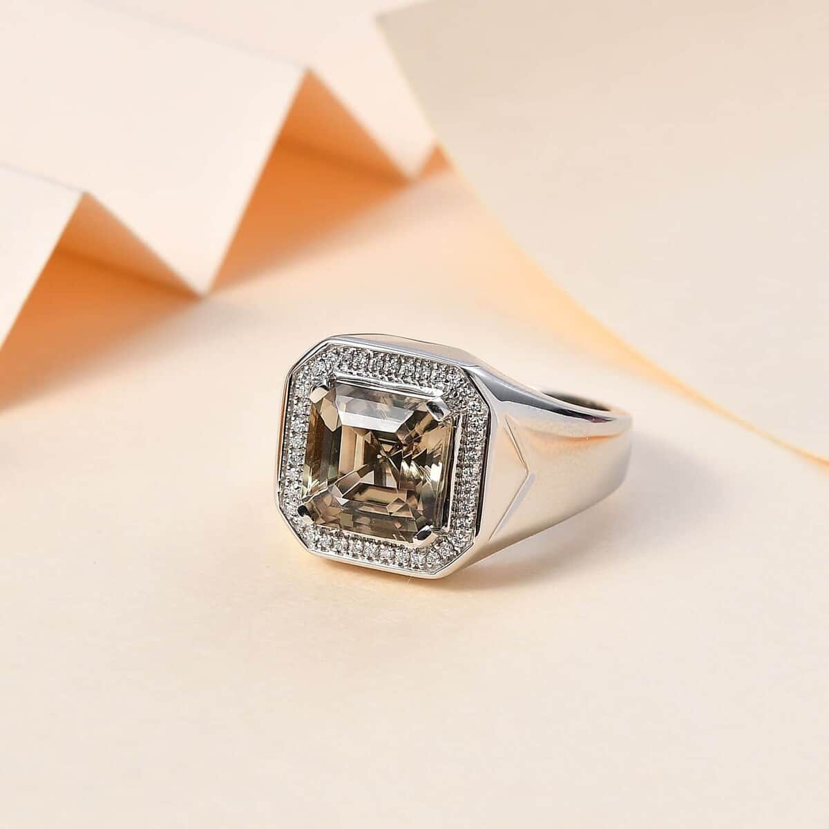 Rhapsody 950 Platinum AAAA Turkizite, Diamond (E-F, VS) (0.15 cts) Men's Ring (Size 10.0) (12.50 g) 5.60 ctw image number 1