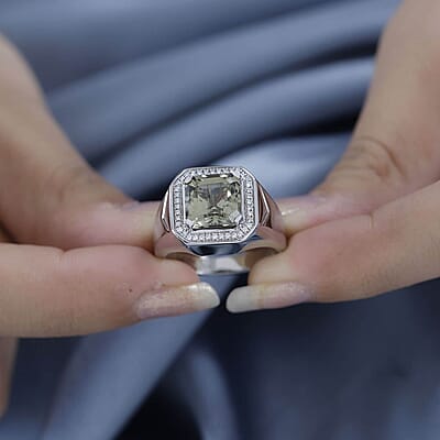 Rhapsody 950 Platinum AAAA Turkizite and E-F VS Diamond Men's Ring (Size 10.0) 14.30 Grams 5.60 ctw