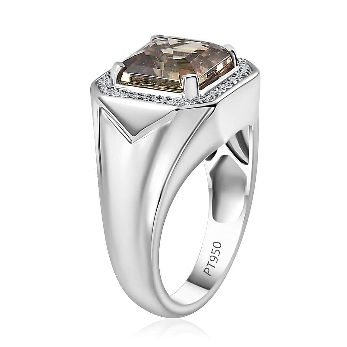 Rhapsody 950 Platinum AAAA Turkizite and E-F VS Diamond Men's Ring (Size 10.0) 14.30 Grams 5.60 ctw