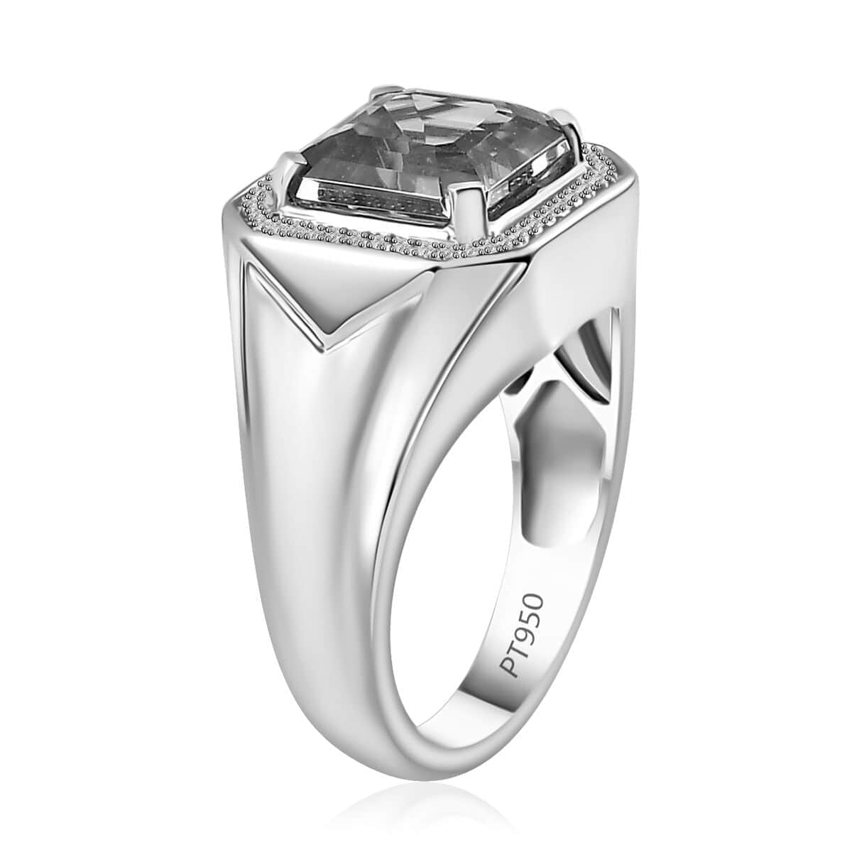 Rhapsody 950 Platinum AAAA Turkizite, Diamond (E-F, VS) (0.15 cts) Men's Ring (Size 10.0) (12.50 g) 5.60 ctw image number 3