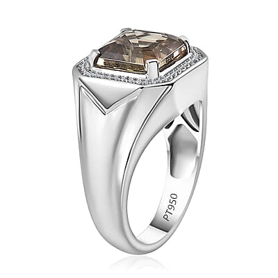Rhapsody 950 Platinum AAAA Turkizite and E-F VS Diamond Men's Ring (Size 10.0) 14.30 Grams 5.60 ctw