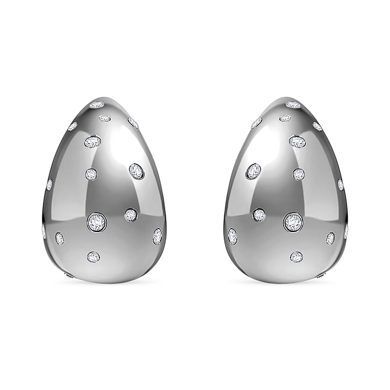 Raindrop Earrings in Hypoallergenic Stainless Steel and Simulated Diamonds