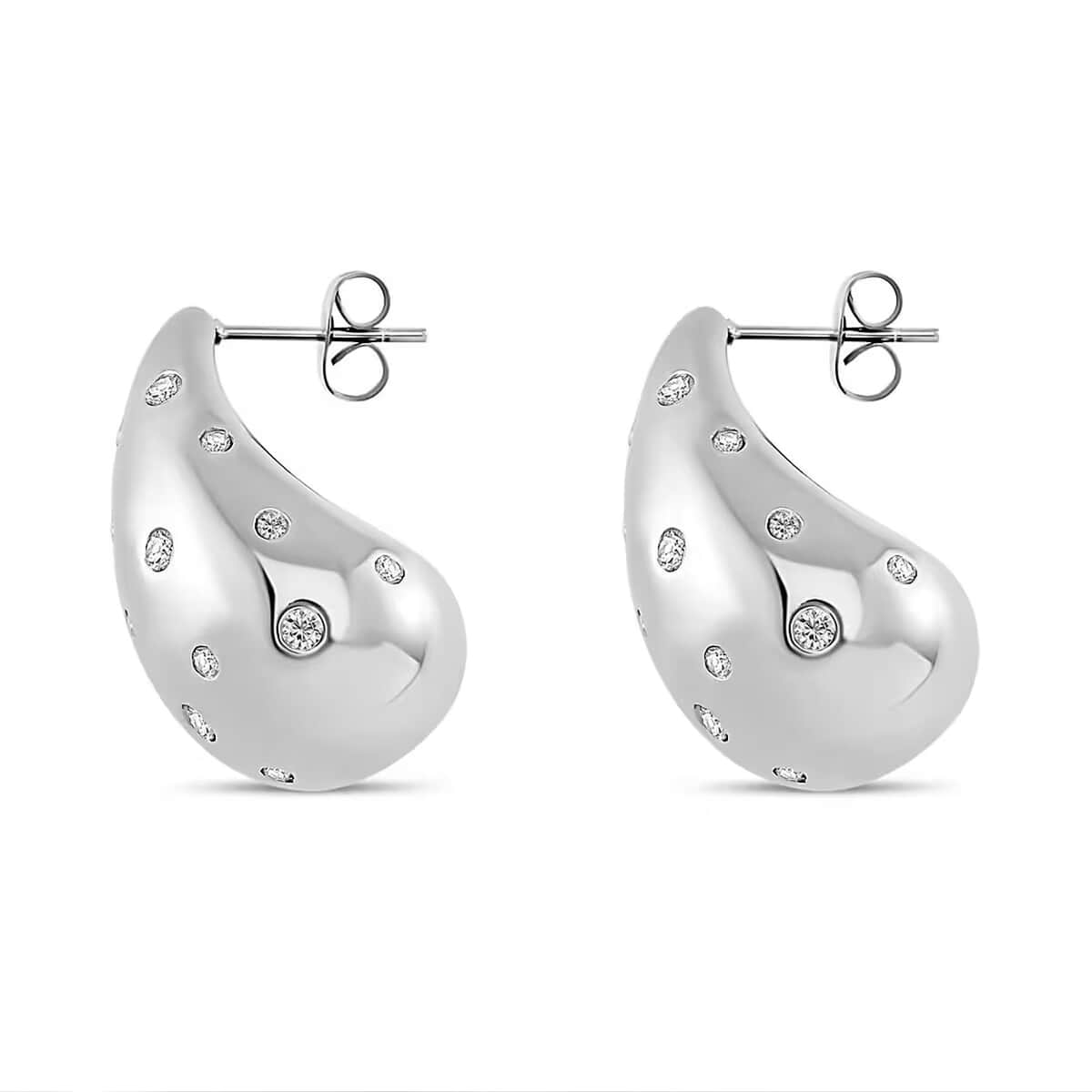 Raindrop Earrings in Hypoallergenic Stainless Steel and Simulated Diamonds image number 7