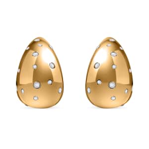 Raindrop Earrings in 18Kt Yellow Gold over Hypoallergenic Stainless Steel and Simulated Diamonds