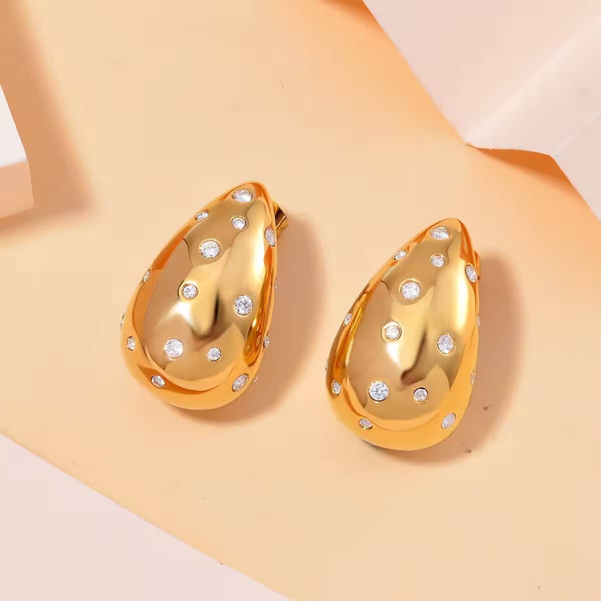 Simulated Diamond Earrings in Stainless Steel 1.00 ctw image number 1