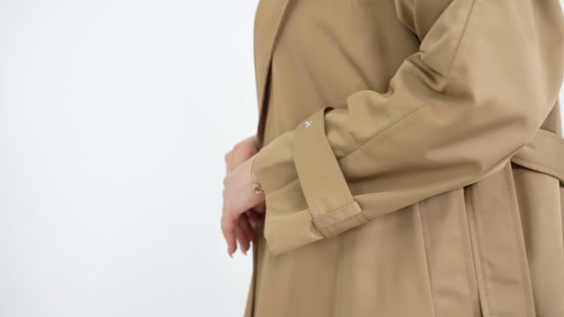 Cafe Color 70% Polyester & 30% Cotton Plain Trench Coat -S