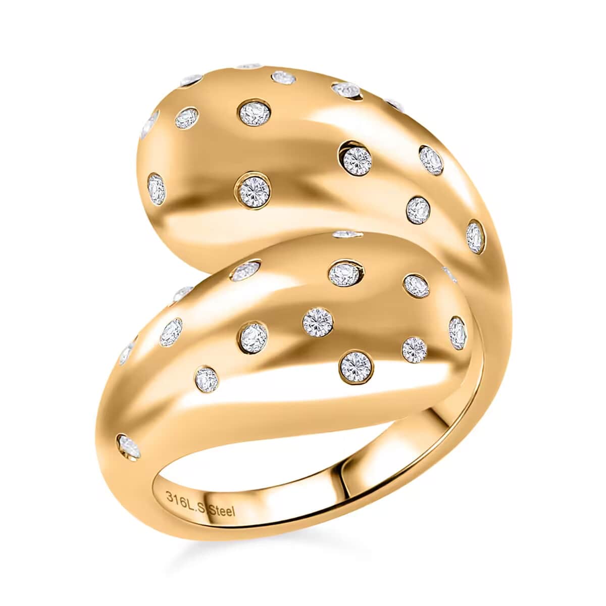 Simulated Diamond Ring in ION Plated Yellow Gold Stainless Steel (Size 10.0) image number 0