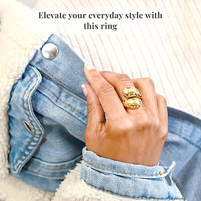 Raindrop Ring in 18Kt Yellow Gold over Hypoallergenic Stainless Steel and Simulated Diamonds (Size 10.0) 0.60 ctw