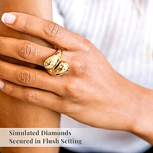 Raindrop Ring in 18Kt Yellow Gold over Hypoallergenic Stainless Steel and Simulated Diamonds (Size 6.0) 0.60 ctw