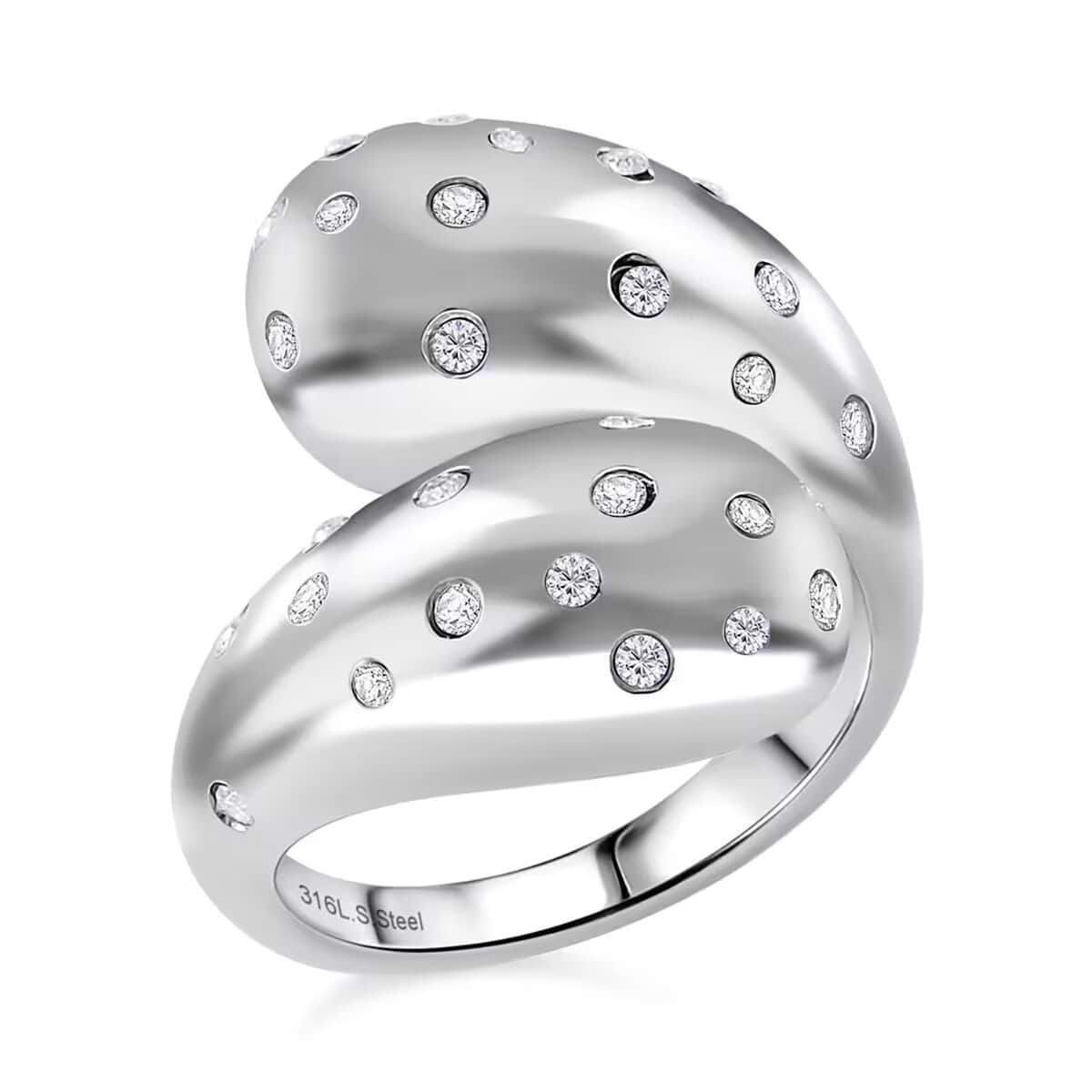 Raindrop Ring in Hypoallergenic Stainless Steel and Simulated Diamonds (Size 10.0) 0.60 ctw image number 0