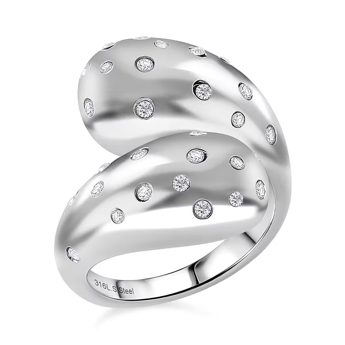 Raindrop Ring in Hypoallergenic Stainless Steel and Simulated Diamonds (Size 6.0) 0.60 ctw image number 0