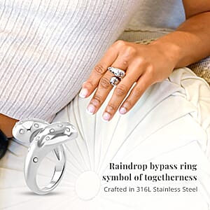 Raindrop Ring in Hypoallergenic Stainless Steel and Simulated Diamonds (Size 6.0) 0.60 ctw