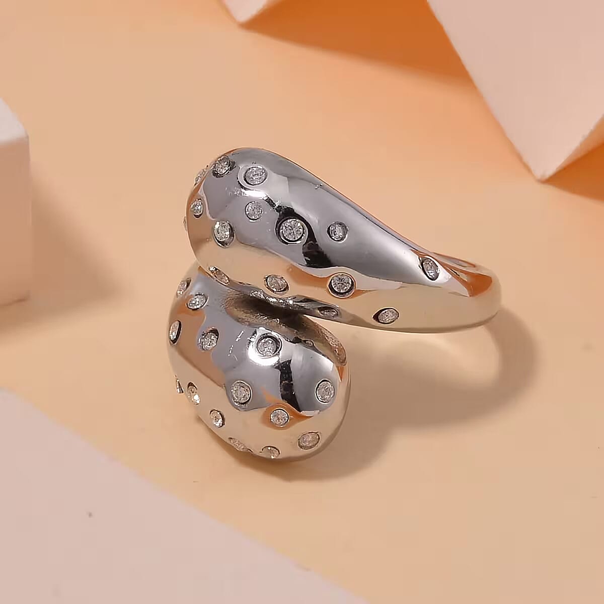 Raindrop Ring in Hypoallergenic Stainless Steel and Simulated Diamonds (Size 8.0) 0.60 ctw image number 1