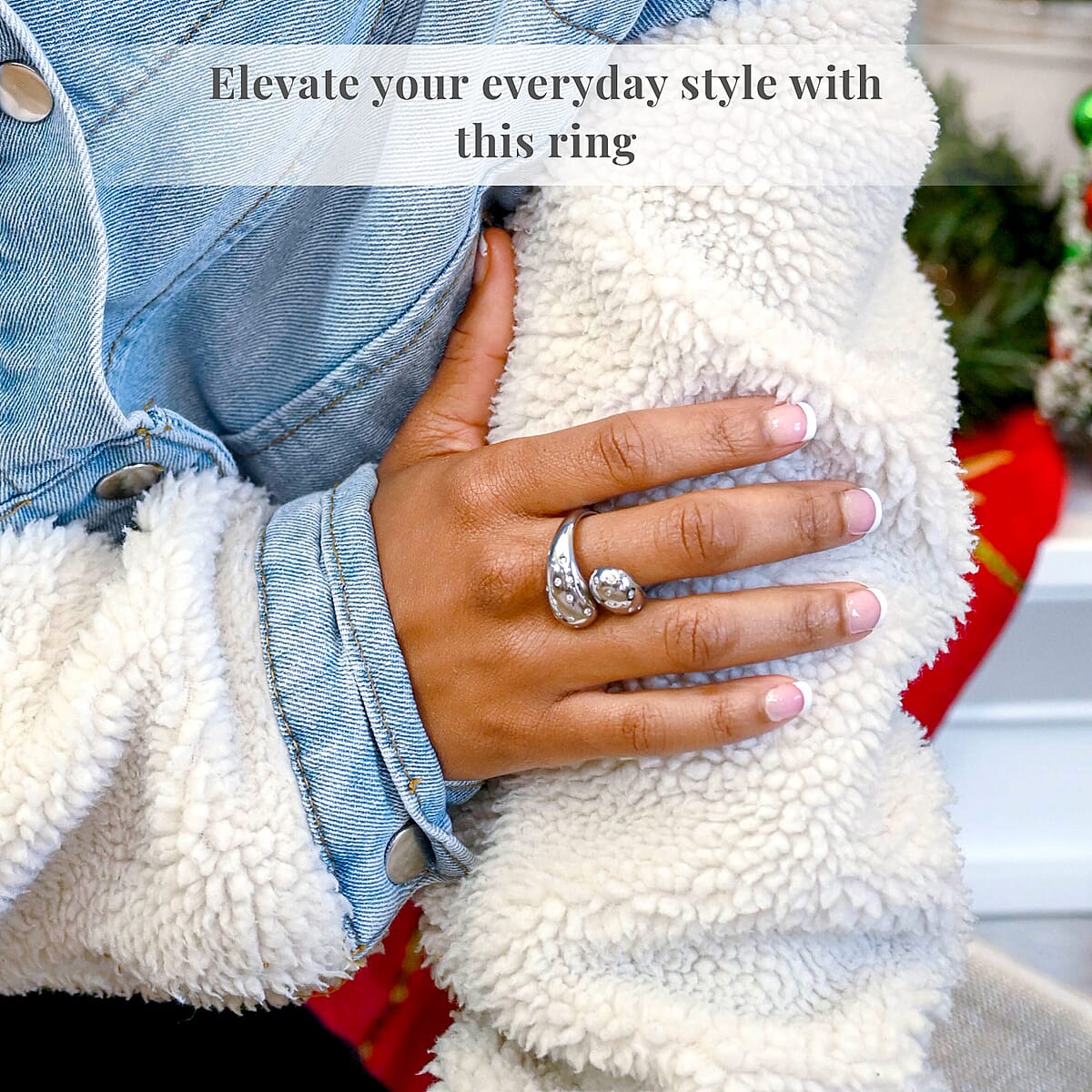 Raindrop Ring in Hypoallergenic Stainless Steel and Simulated Diamonds (Size 8.0) 0.60 ctw image number 4