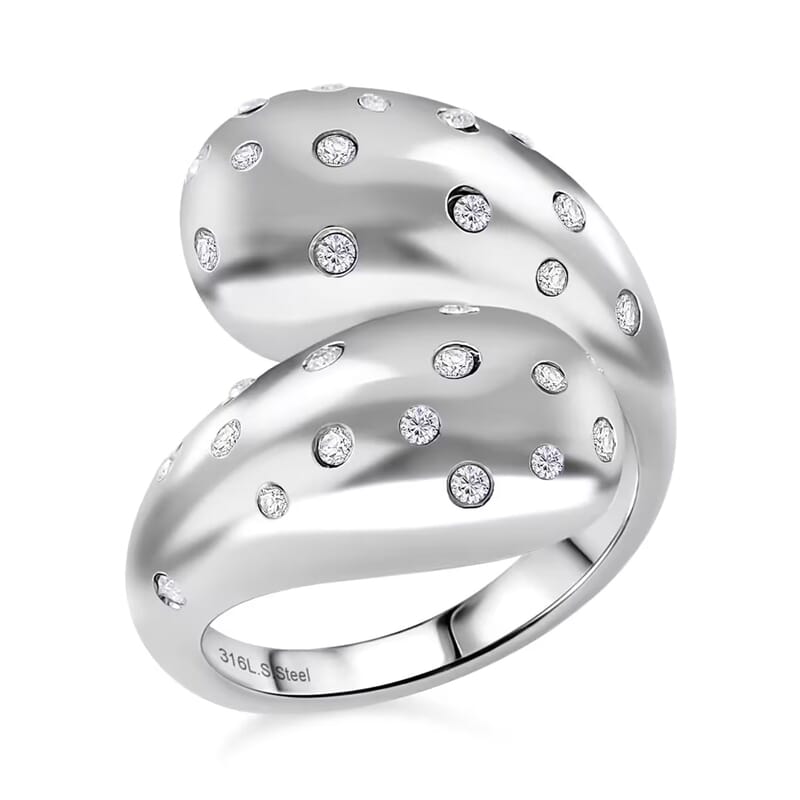 Raindrop Ring in Hypoallergenic Stainless Steel and Simulated Diamonds (Size 9.0) 0.60 ctw