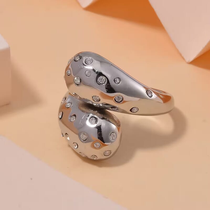 Raindrop Ring in Hypoallergenic Stainless Steel and Simulated Diamonds (Size 9.0) 0.60 ctw