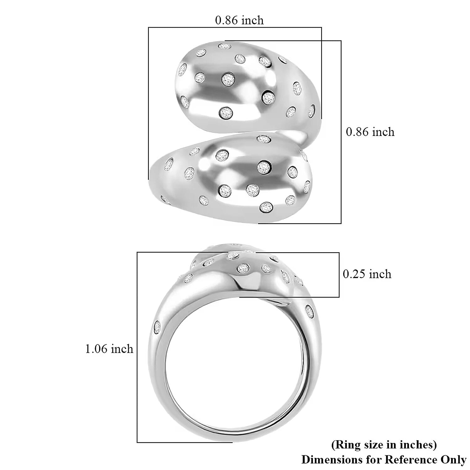 Raindrop Ring in Hypoallergenic Stainless Steel and Simulated Diamonds (Size 9.0) 0.60 ctw