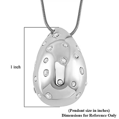 Raindrop Pendant Necklace in Hypoallergenic Stainless Steel and Simulated Diamonds
