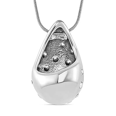 Raindrop Pendant Necklace in Hypoallergenic Stainless Steel and Simulated Diamonds