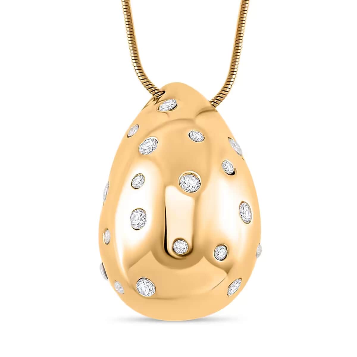 Raindrop Pendant Necklace in 18Kt Yellow Gold over Hypoallergenic Stainless Steel and Simulated Diamonds image number 0