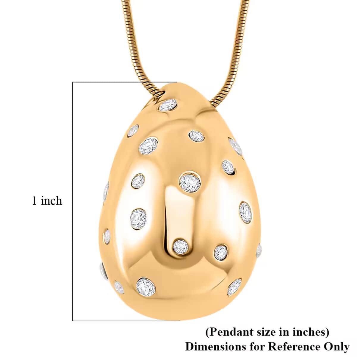 Raindrop Pendant Necklace in 18Kt Yellow Gold over Hypoallergenic Stainless Steel and Simulated Diamonds image number 6