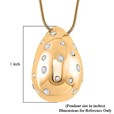 Raindrop Pendant Necklace in 18Kt Yellow Gold over Hypoallergenic Stainless Steel and Simulated Diamonds