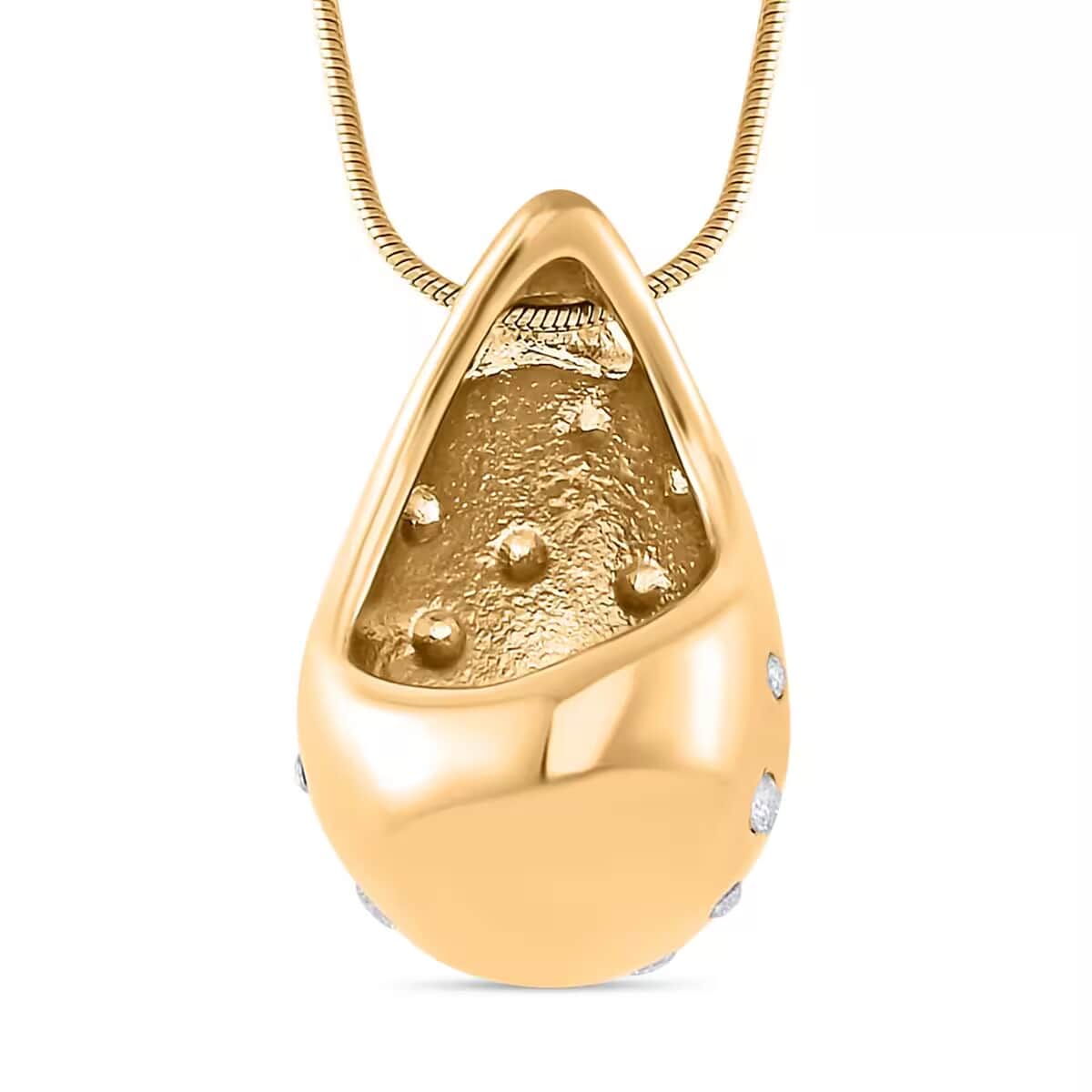 Raindrop Pendant Necklace in 18Kt Yellow Gold over Hypoallergenic Stainless Steel and Simulated Diamonds image number 7