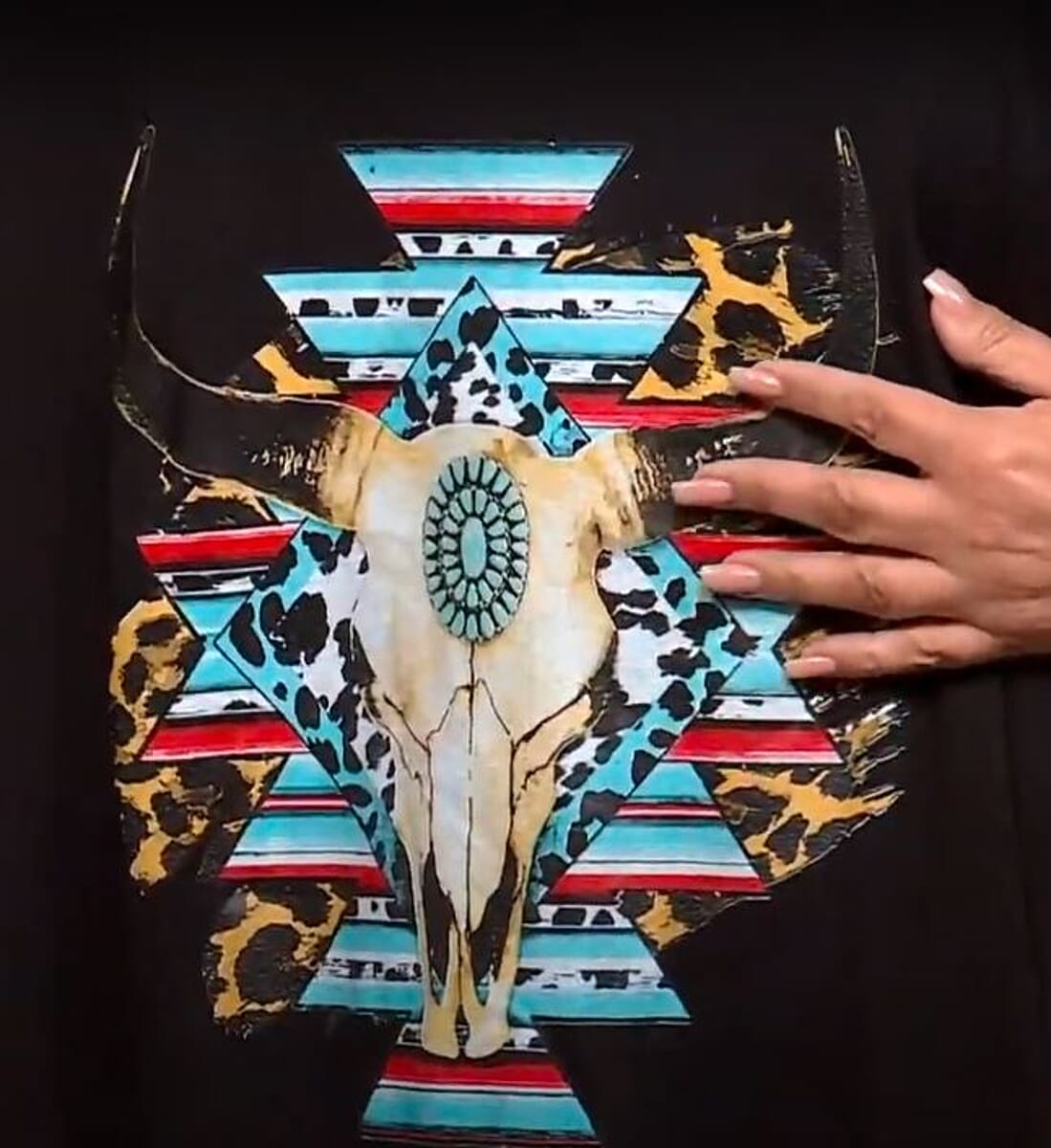 Black 100% Cotton Animal Skull Print T-Shirt (L-XXL) image number 1