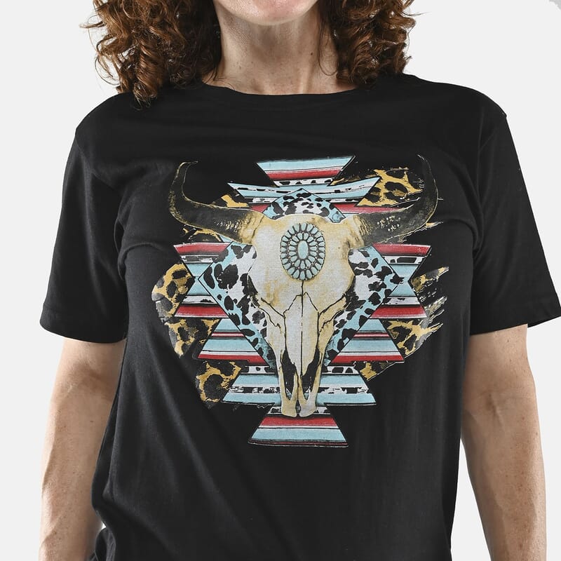 Black 100% Cotton Animal Skull Print T-Shirt (L-XXL)