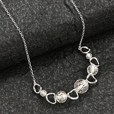 Moissanite Beaded Necklace 18-21 Inches in Rhodium Over Sterling Silver 12.80 ctw