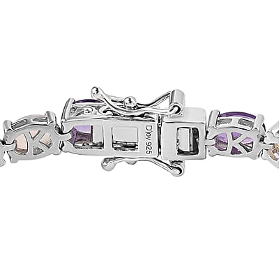 Uruguayan Amethyst and Ethiopian Welo Opal Tennis Bracelet in Platinum Over Sterling Silver (6.50 In) 9.00 ctw