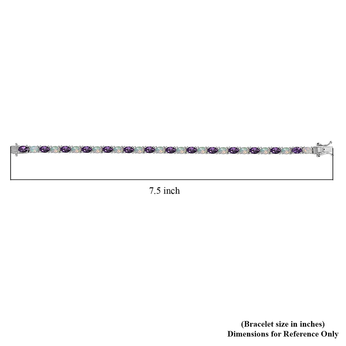 Uruguayan Amethyst and Ethiopian Welo Opal Tennis Bracelet in Platinum Over Sterling Silver (7.25 In) 10.10 ctw image number 4