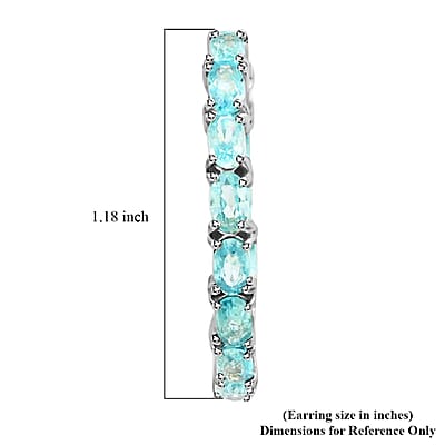 Cambodian Blue Zircon Inside Out Hoop Earrings in Platinum Over Sterling Silver 9.75 ctw
