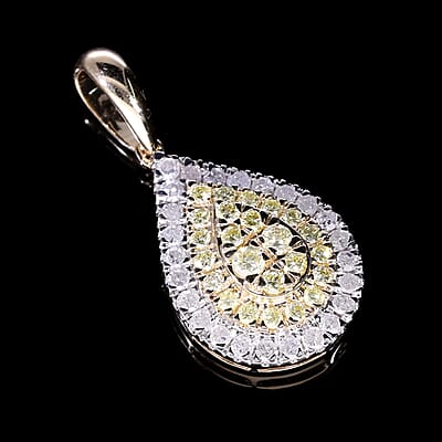 Luxoro 14K Yellow Gold Natural Yellow and White Diamond I2-I3 Pendant 1.00 ctw