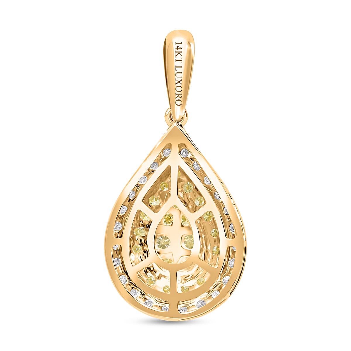 Luxoro 14K Yellow Gold Natural Yellow and White Diamond I2-I3 Pendant 1.00 ctw