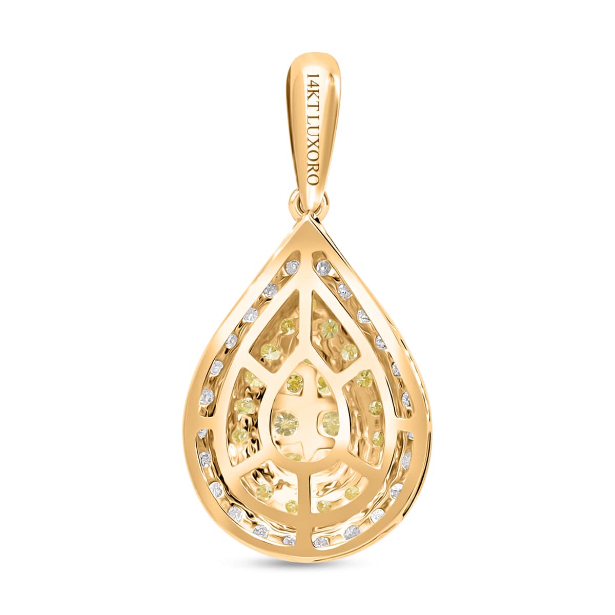 Luxoro 14K Yellow Gold Natural Yellow and White Diamond I2-I3 Pendant 1.00 ctw image number 4